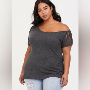 Torrid charcoal gray off-shoulder tee